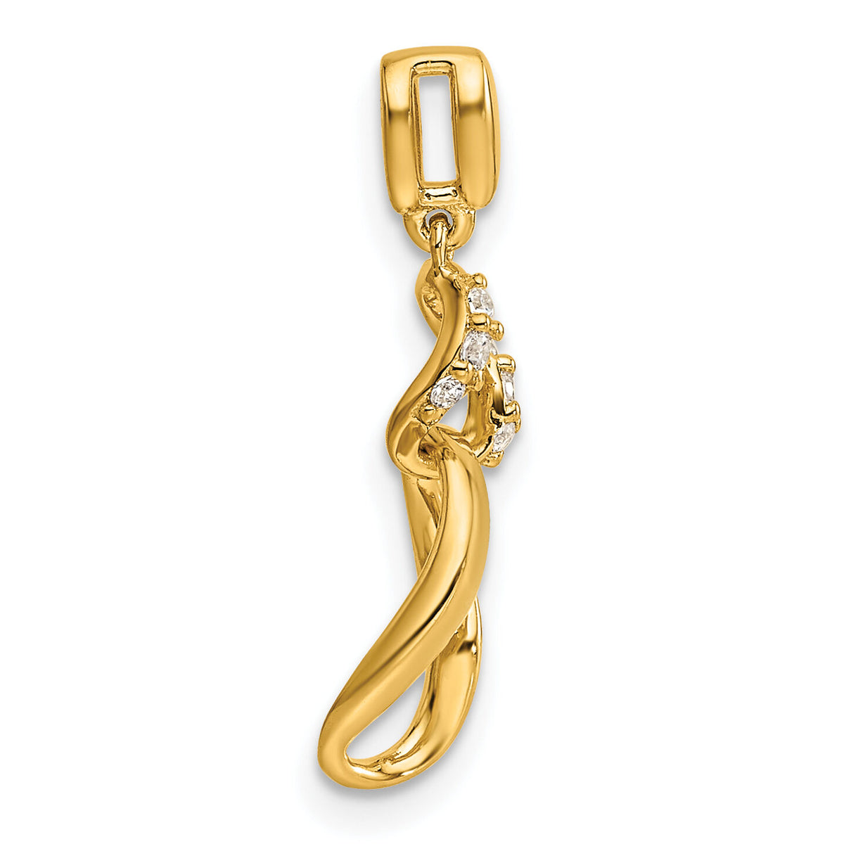 14K Polished Diamond Wavy Oval Dangle Pendant-PM10206-005-YAA