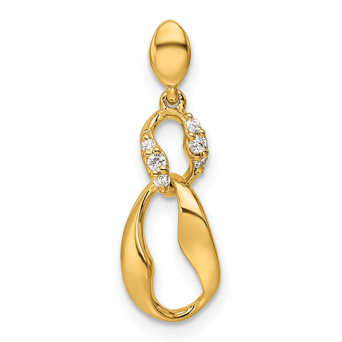 14K Polished Diamond Wavy Oval Dangle Pendant-PM10206-005-YAA