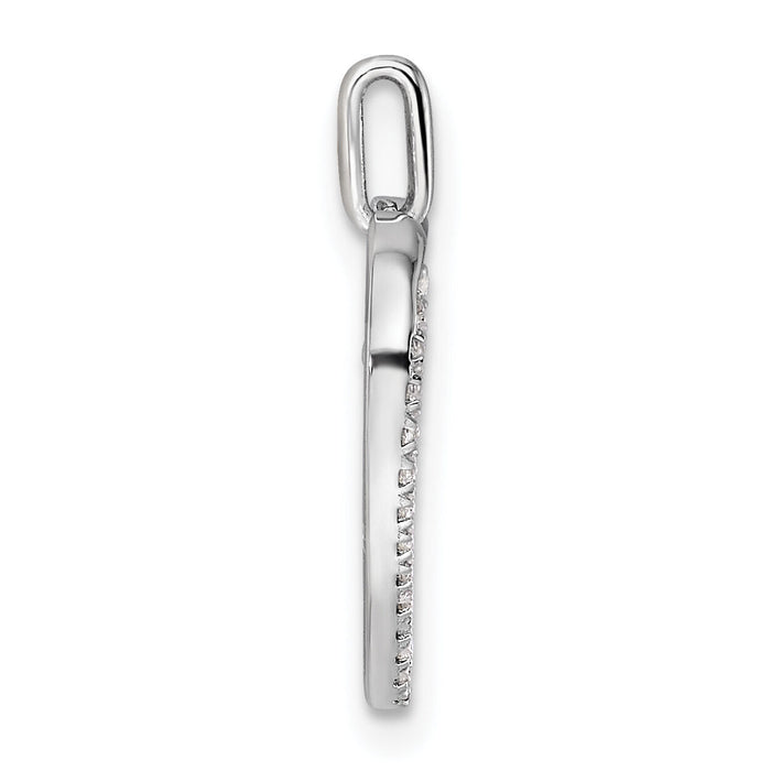 14K White Gold Polished Diamond Heart Dangle Cross Pendant-PM10217-015-WAA