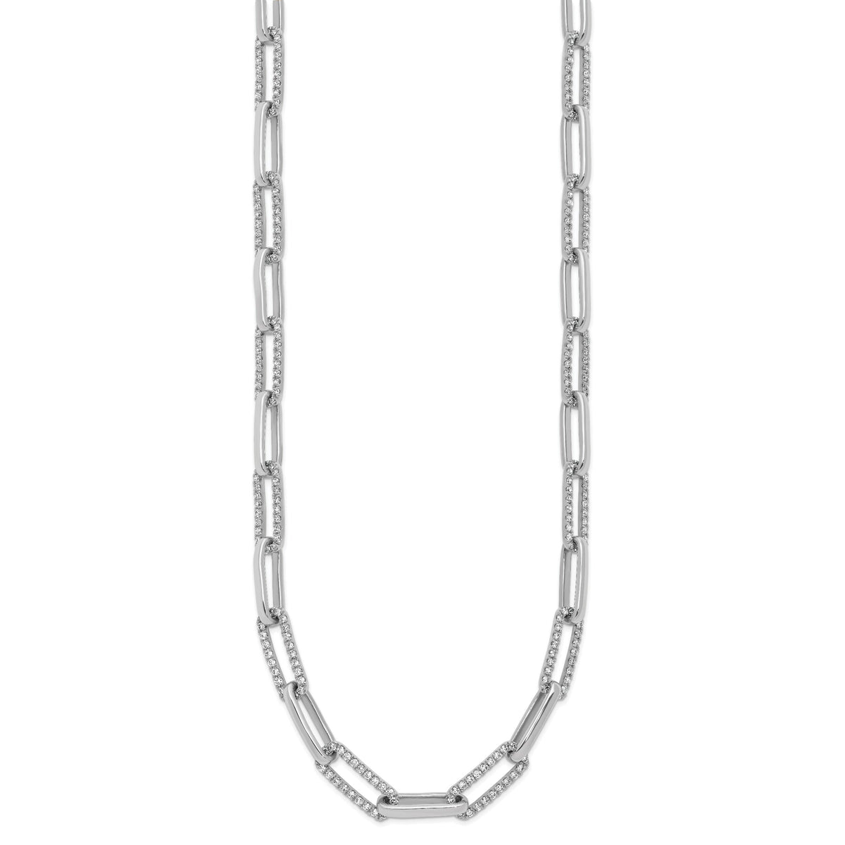 14k White Gold Polished Diamond Paperclip Link 18in Necklace-PM10272-375-WAA
