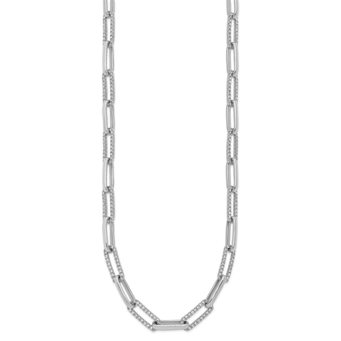14k White Gold Polished Diamond Paperclip Link 18in Necklace-PM10272-375-WAA