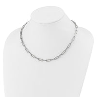 14k White Gold Polished Diamond Paperclip Link 18in Necklace-PM10272-375-WAA