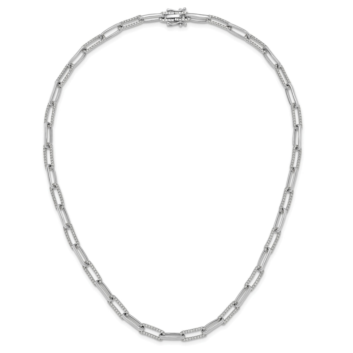 14k White Gold Polished Diamond Paperclip Link 18in Necklace-PM10272-375-WAA