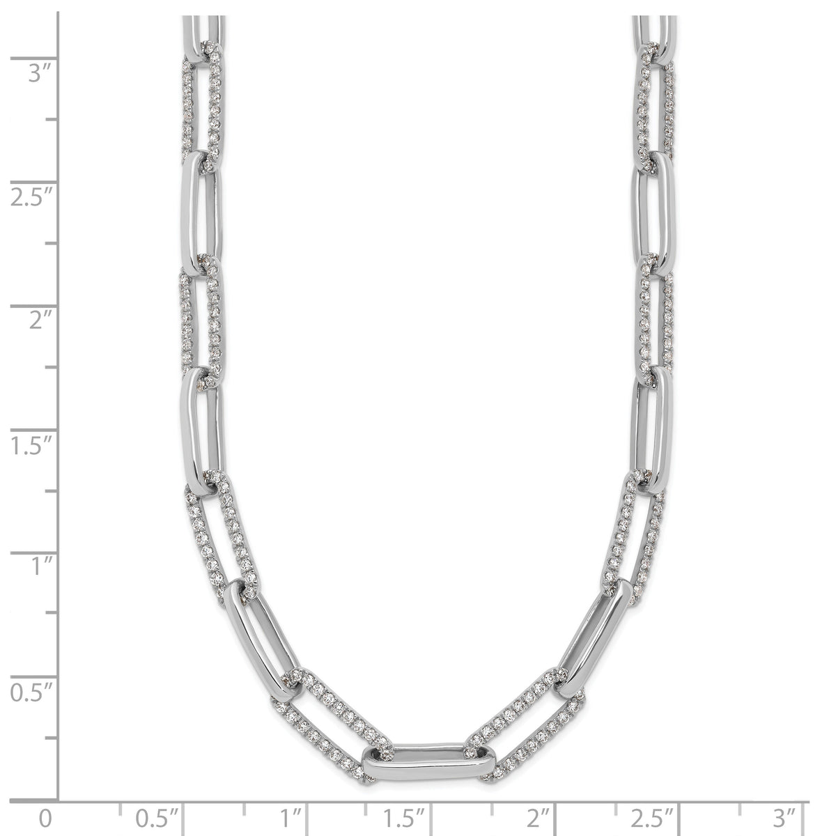 14k White Gold Polished Diamond Paperclip Link 18in Necklace-PM10272-375-WAA
