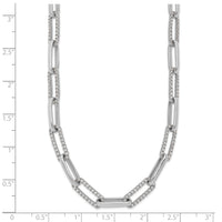 14k White Gold Polished Diamond Paperclip Link 18in Necklace-PM10272-375-WAA