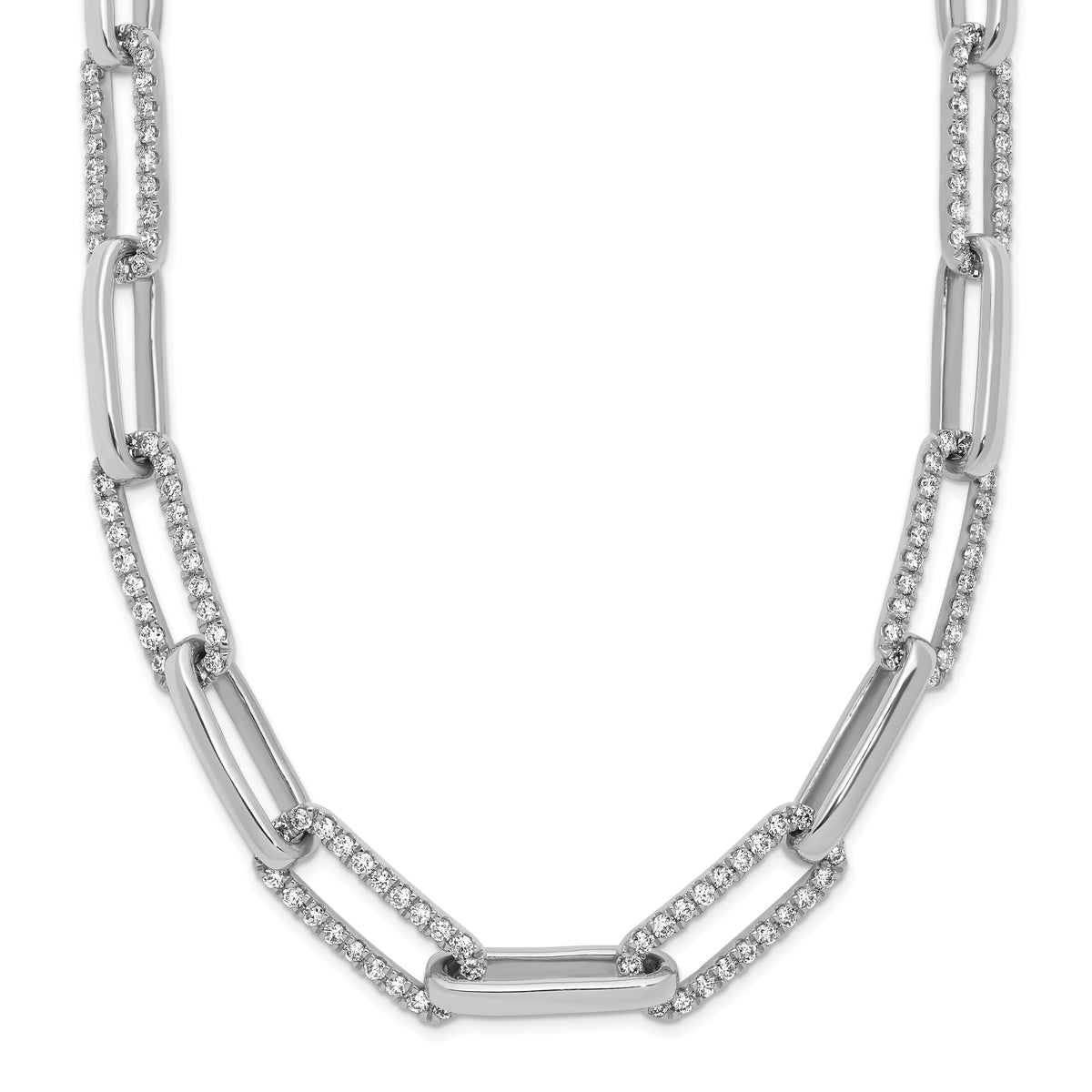 14k White Gold Polished Diamond Paperclip Link 18in Necklace-PM10272-375-WAA