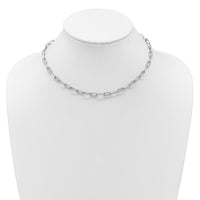 14K White Gold Polished/Twisted Diamond Paper Clip Link Necklace-PM10281-145-WAA