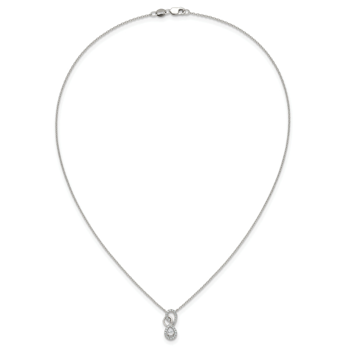 14K White Gold Polished Diamond Infinity Necklace-PM10508-025-WAA