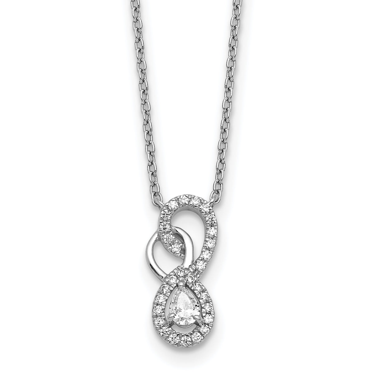 14K White Gold Polished Diamond Infinity Necklace-PM10508-025-WAA