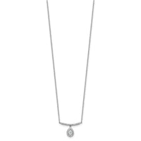 14K White Gold Polished Diamond Bar w/Dangle Pear Necklace-PM10511-025-WAA