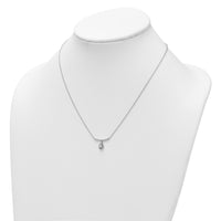 14K White Gold Polished Diamond Bar w/Dangle Pear Necklace-PM10511-025-WAA
