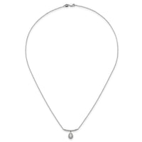 14K White Gold Polished Diamond Bar w/Dangle Pear Necklace-PM10511-025-WAA