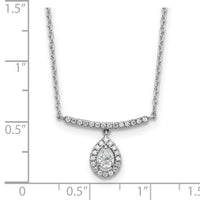 14K White Gold Polished Diamond Bar w/Dangle Pear Necklace-PM10511-025-WAA