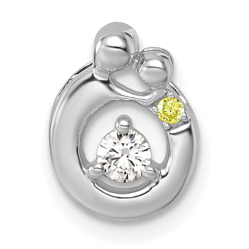 14k WG  1 Birthstone and Dia Mother/Child Chain Slide Semi-mount-PM10728/1W