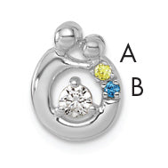 14k WG 2 Birthstone and Dia Mother/Child Chain Slide Semi-mount-PM10728/2W