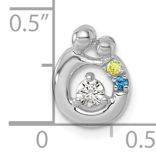 14k WG 2 Birthstone and Dia Mother/Child Chain Slide Semi-mount-PM10728/2W