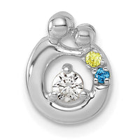 14k WG 2 Birthstone and Dia Mother/Child Chain Slide Semi-mount-PM10728/2W