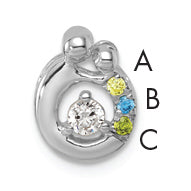 14k WG 3 Birthstone and Dia Mother/Child Chain Slide Semi-mount-PM10728/3W