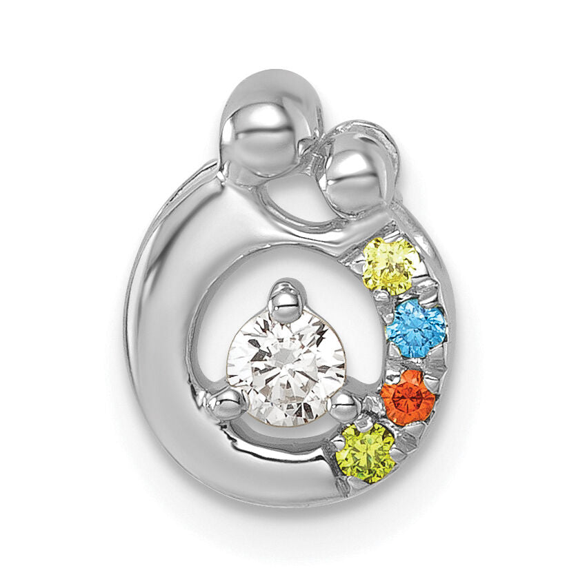 14k WG 4 Birthstone and Dia Mother/Child Chain Slide Semi-mount-PM10728/4W