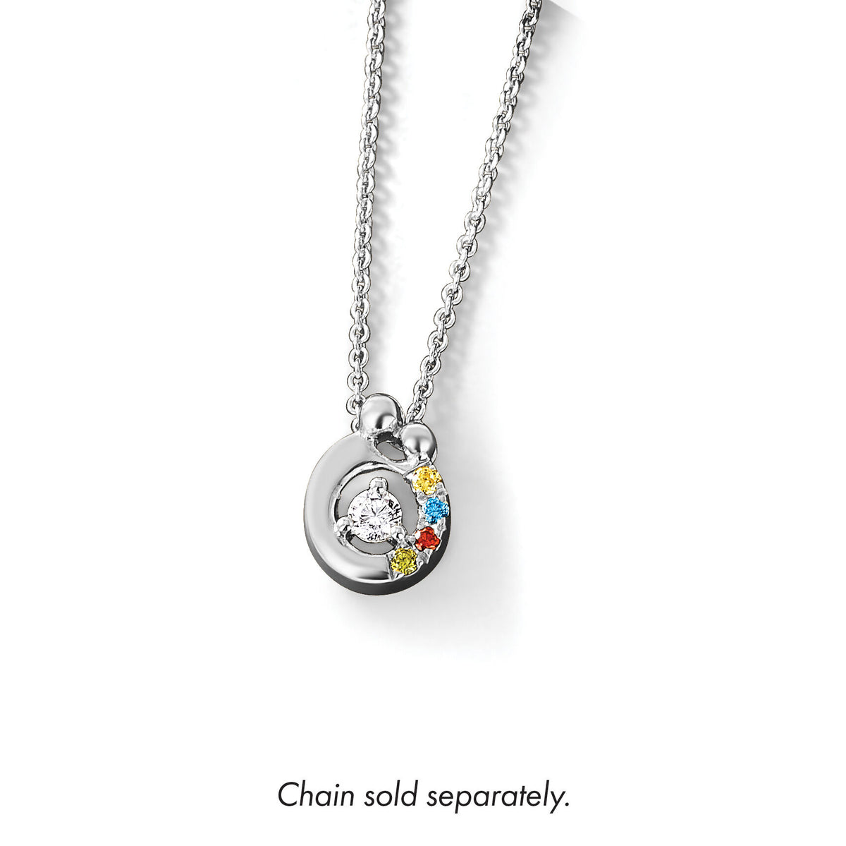 14k WG 4 Birthstone and Dia Mother/Child Chain Slide Semi-mount-PM10728/4W
