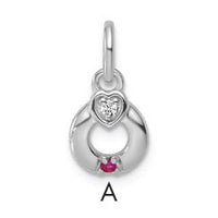 14k WG Dia. Heart w/1 Birthstone Mother's Circle Pend Semi-Mount-PM10729/1W