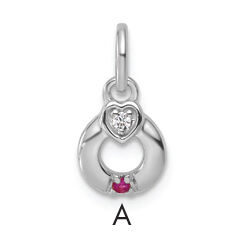 14k WG Dia. Heart w/1 Birthstone Mother's Circle Pend Semi-Mount-PM10729/1W