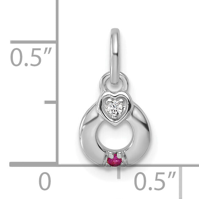 14k WG Dia. Heart w/1 Birthstone Mother's Circle Pend Semi-Mount-PM10729/1W