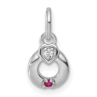 14k WG Dia. Heart w/1 Birthstone Mother's Circle Pend Semi-Mount-PM10729/1W