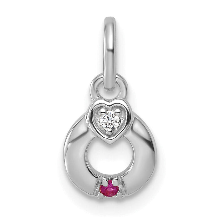 14k WG Dia. Heart w/1 Birthstone Mother's Circle Pend Semi-Mount-PM10729/1W