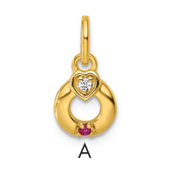 14k Dia Heart w/ 1 Birthstone Mother's Circle Pendant Semi-Mount-PM10729/1Y
