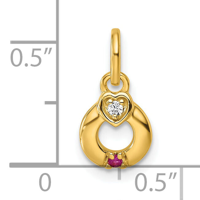 14k Dia Heart w/ 1 Birthstone Mother's Circle Pendant Semi-Mount-PM10729/1Y