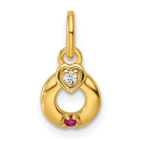 14k Dia Heart w/ 1 Birthstone Mother's Circle Pendant Semi-Mount-PM10729/1Y