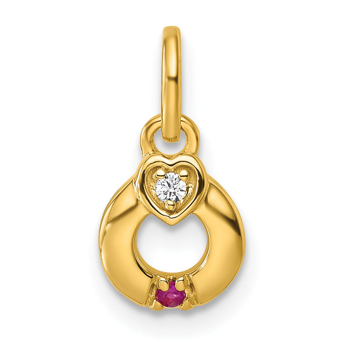 14k Dia Heart w/ 1 Birthstone Mother's Circle Pendant Semi-Mount-PM10729/1Y