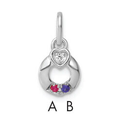 14k WG Dia. Heart w/2 Birthstone Mother's Circle Pend Semi-Mount-PM10729/2W