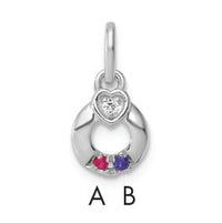 14k WG Dia. Heart w/2 Birthstone Mother's Circle Pend Semi-Mount-PM10729/2W