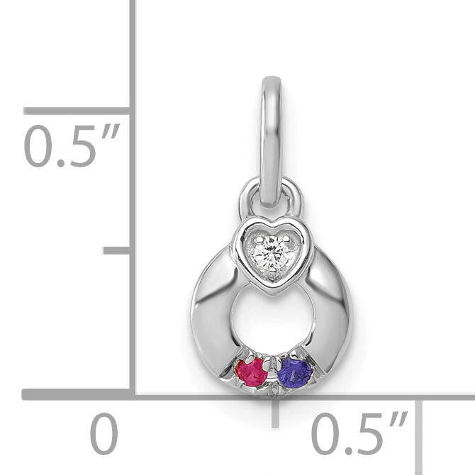 14k WG Dia. Heart w/2 Birthstone Mother's Circle Pend Semi-Mount-PM10729/2W