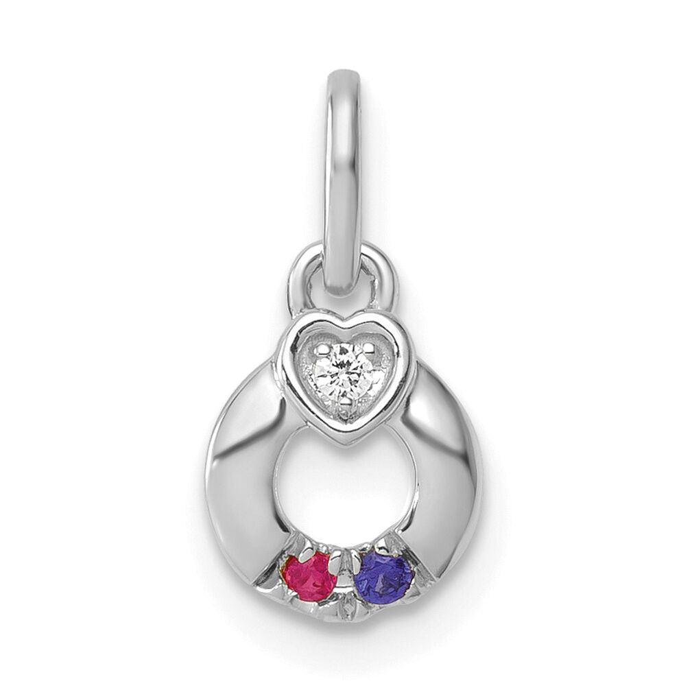 14k WG Dia. Heart w/2 Birthstone Mother's Circle Pend Semi-Mount-PM10729/2W