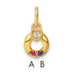 14k Dia Heart w/ 2 Birthstone Mother's Circle Pendant Semi-Mount-PM10729/2Y