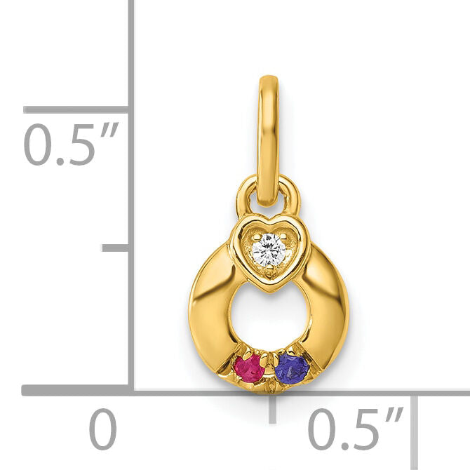 14k Dia Heart w/ 2 Birthstone Mother's Circle Pendant Semi-Mount-PM10729/2Y