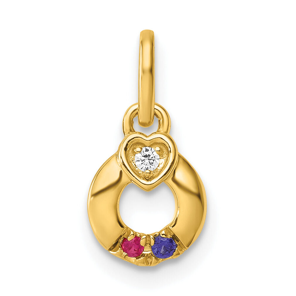 14k Dia Heart w/ 2 Birthstone Mother's Circle Pendant Semi-Mount-PM10729/2Y