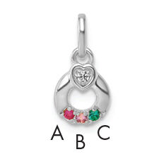 14k WG Dia. Heart w/3 Birthstone Mother's Circle Pend Semi-Mount-PM10729/3W