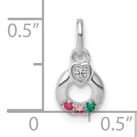 14k WG Dia. Heart w/3 Birthstone Mother's Circle Pend Semi-Mount-PM10729/3W