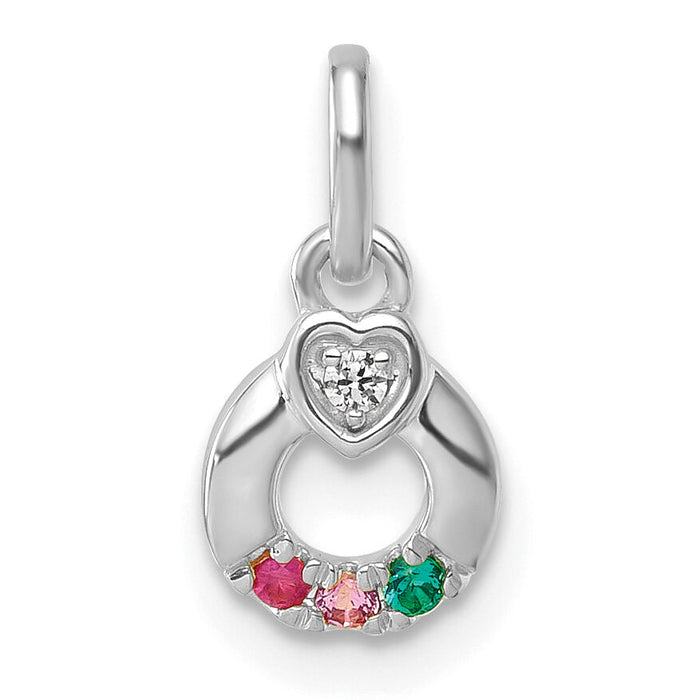 14k WG Dia. Heart w/3 Birthstone Mother's Circle Pend Semi-Mount-PM10729/3W