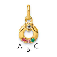 14k Dia Heart w/ 3 Birthstone Mother's Circle Pendant Semi-Mount-PM10729/3Y