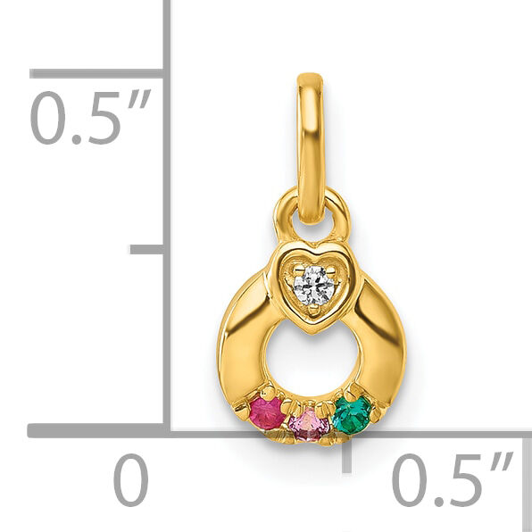 14k Dia Heart w/ 3 Birthstone Mother's Circle Pendant Semi-Mount-PM10729/3Y