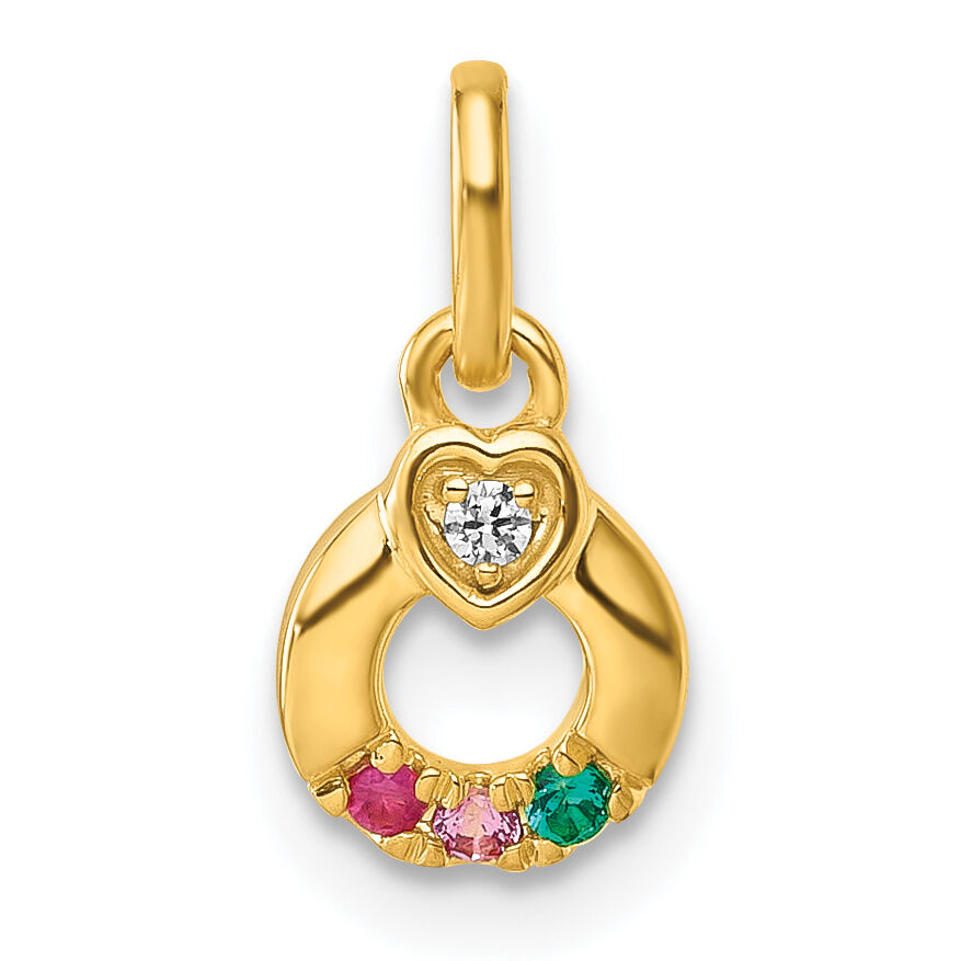 14k Dia Heart w/ 3 Birthstone Mother's Circle Pendant Semi-Mount-PM10729/3Y