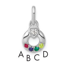 14k WG Dia. Heart w/4 Birthstone Mother's Circle Pend Semi-Mount-PM10729/4W
