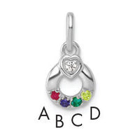 14k WG Dia. Heart w/4 Birthstone Mother's Circle Pend Semi-Mount-PM10729/4W