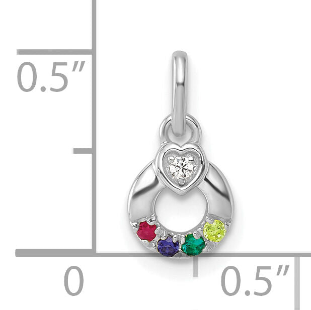 14k WG Dia. Heart w/4 Birthstone Mother's Circle Pend Semi-Mount-PM10729/4W