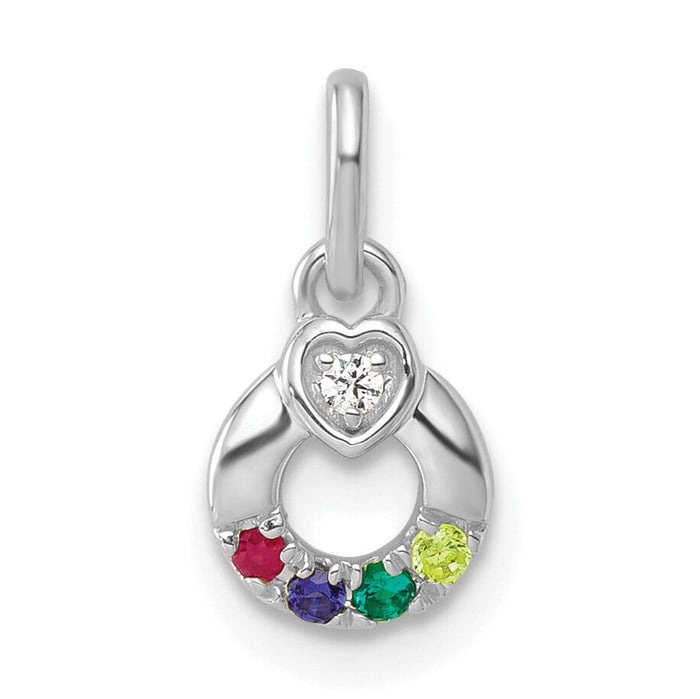 14k WG Dia. Heart w/4 Birthstone Mother's Circle Pend Semi-Mount-PM10729/4W